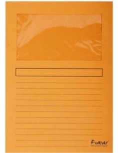 Paq 25 subcarpetas a4 con ventana 120g color naranja
