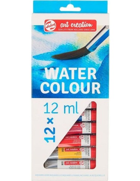 Estuche 12 tubos acuarela 12 ml art creation colores surtidos