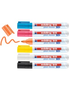 95 Glass marcador 6 pieza(s) Punta redonda Negro, Azul, Naranja, Rosa, Blanco, Amarillo
