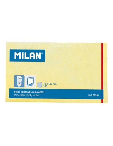MILAN BLOC NOTAS ADHESIVAS 100 HOJAS 127X76MM AMARILLO -10U-