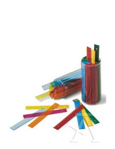 BOTE 100 REGLAS 16CM PLASTICO FLUOR TRANSPARENTE