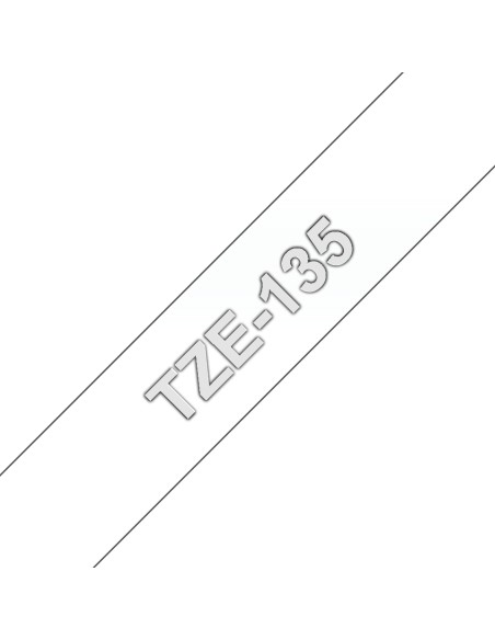 TZE-135 cinta para impresora de etiquetas Blanco sobre transparencia