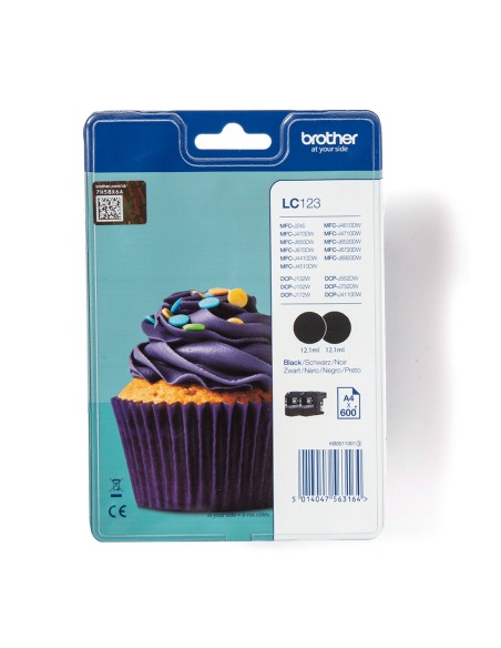 LC123BKBP2 cartucho de tinta 2 pieza(s) Original Negro