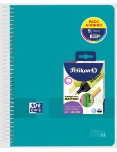 C 10 Pack cuaderno espriral a4 160h 90g cuad5x5 ebook8 liveampgo colores vivos pack 4 marcadores fluorescentes textmaker 490 re