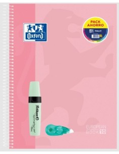 C 10 pack cuaderno espiral a4 150h 90g cuad5x5 ebook10 touch marcador textmarker 490 pastel corrector fancy roller regalo