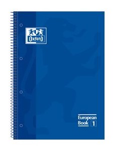 Paq 5 cuaderno espiral europeanbook1 azul a4 80h 90g cuadricula 5x5mm microperforado