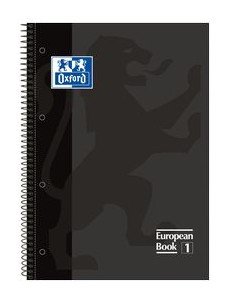 Paq 5 cuaderno espiral europeanbook1 negro a4 80h 90g cuadricula 5x5mm microperforado