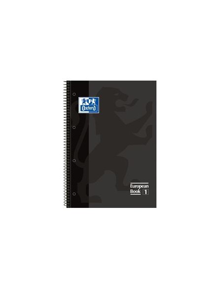 Paq 5 cuaderno espiral europeanbook1 negro a4 80h 90g cuadricula 5x5mm microperforado