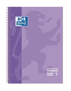 Paq 5 cuaderno espiral europeanbook1 violeta a4 80h 90g cuadricula 5x5mm microperforado