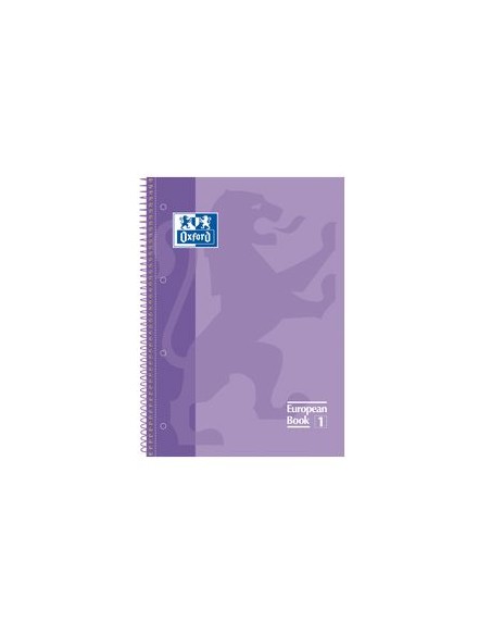 Paq 5 cuaderno espiral europeanbook1 violeta a4 80h 90g cuadricula 5x5mm microperforado