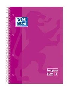 Paq 5 cuaderno espiral europeanbook1 fucsia a4 80h 90g cuadricula 5x5mm microperforado
