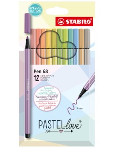 Pen 68 rotulador Medio Beige, Azul, Verde, Verde claro, Naranja, Pastel, Melocotón, Violeta, Amarillo 12 pieza(s)