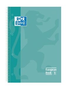 Paq 5 cuaderno espiral europeanbook1 verde menta a4 80h 90g cuadricula 5x5mm microperforado