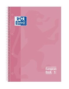 Paq 5 cuaderno espiral europeanbook1 rosa chicle a4 80h 90g cuadricula 5x5mm microperforado