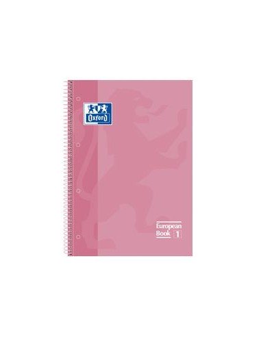 Paq 5 cuaderno espiral europeanbook1 rosa chicle a4 80h 90g cuadricula 5x5mm microperforado