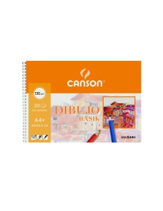 CANSON BLOC DIBUJO BASIK ESPIRAL MICROPERFORADO 20 HOJAS LISO 130 GR. 23X32,5CM -10U-