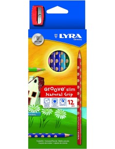 Estuche 12 lapices colores lyra groove slim afilalapices de regalo