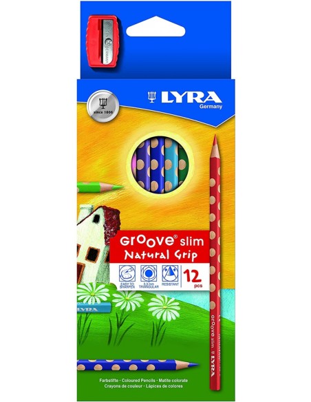 Estuche 12 lapices colores lyra groove slim afilalapices de regalo