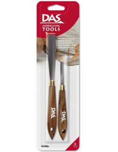 BLISTER 2 ESPATULAS DE METAL CON MANGO DE MADERA DAS