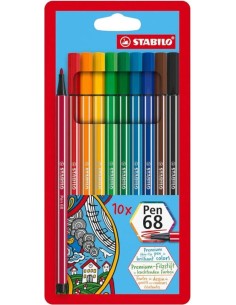 Estuche 10 colores stabilo pen 68 punta media