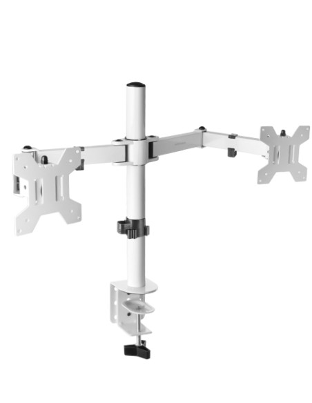 MARM2 Blanco, Soporte de Monitor Dual de Brazo para Pantallas Hasta 27, Articulado y Regulable en Altura, Estructura Robusta, C