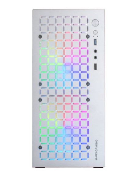 MC-CORE, Caja Gaming Compacta MicroATX, Diseño Frontal Metal-Mesh, Ventana Lateral Completa, 2x Ventiladores FRGB 120mm, Blanco