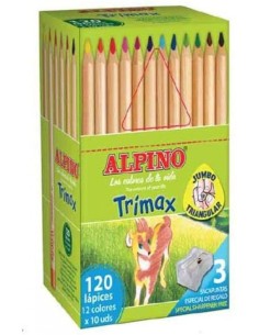 Pack 120 lapices colores alpino trimax 10 lapices X 12 colores