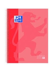 Paq 5 cuaderno espiral europeanbook1 melocoton a4 80h 90g cuadricula 5x5mm microperforado