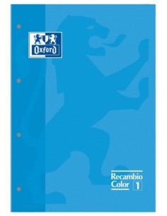 Paq 5 recambio color1 turquesa a4 80h 4 taladros 90g cuadricula 5x5