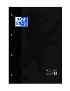 Paq 5 recambio color1 negro a4 80h 4 taladros 90g cuadricula 5x5