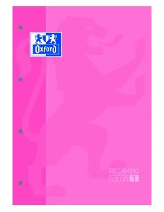Paq 5 recambio color1 rosa chicle a4 80h 4 taladros 90g cuad5x5