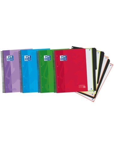 Paq 5 cuaderno espiral a4 120h 90g cuad5x5 ebook4 con separadores tapa extradura