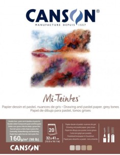 Bloc encolado canson mi teintes 32x41cm 30h 160g hojas tonos grises