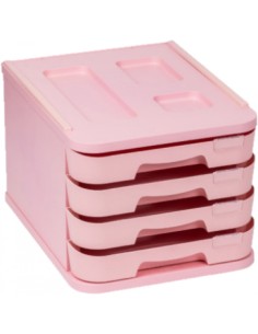 FICHERO CON 4 CAJONES DE SOBREMESA ROSA PASTEL