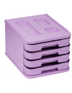 FICHERO CON 4 CAJONES DE SOBREMESA VIOLETA PASTEL
