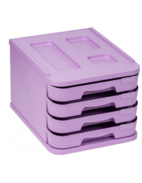 FICHERO CON 4 CAJONES DE SOBREMESA VIOLETA PASTEL