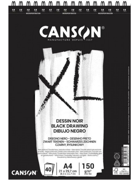 Bloc dessin noir xl a4 40h 150g microperforado