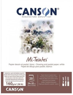 Bloc encolado canson mi teintes 24x32cm 30h 160g hojas color blanco