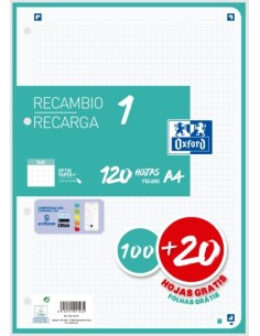 Recambio 1 color a4 10020 hojas 90g cuad 5x5 color banda verde menta