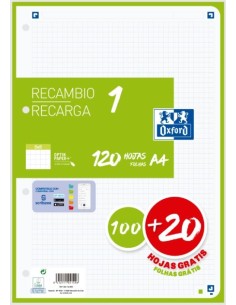 Recambio 1 color a4 10020h 90g cuadricula 5x5 color banda verde