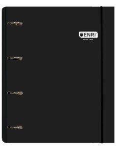 Carpebloc a4 4 anillas 35mm con recambio 100 hojas 80 g 5 colores de banda color negro