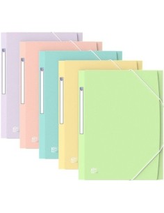 Paq 10 carpeta plastico a4 gomas y solapas colores pastel serie urban