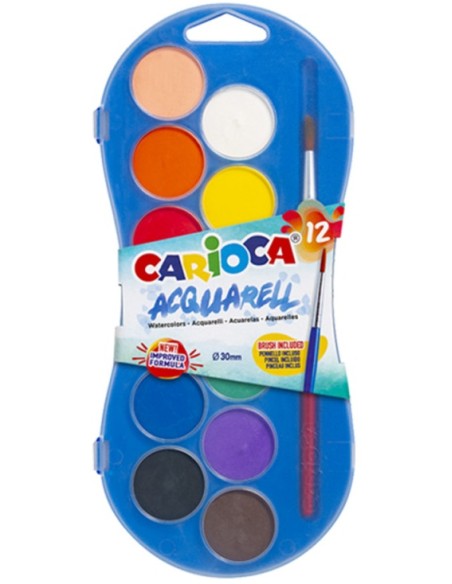 ESTUCHE 12 PASTILLAS ACUARELA CARIOCA ACQUARELL WATERCOLORS