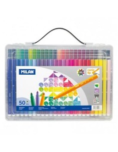 MILAN ROTULADORES PUNTA CÓNICA COLORES SURTIDOS EN ESTUCHE RÍGIDO DE 50