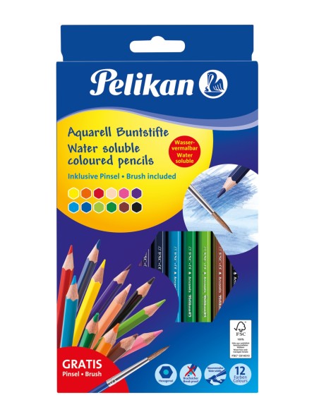 700672 lápiz de color Negro, Azul, Marrón, Verde, Azul claro, Verde claro, Naranja, Melocotón, Rosa, Rojo, Violeta, Amarillo 12 