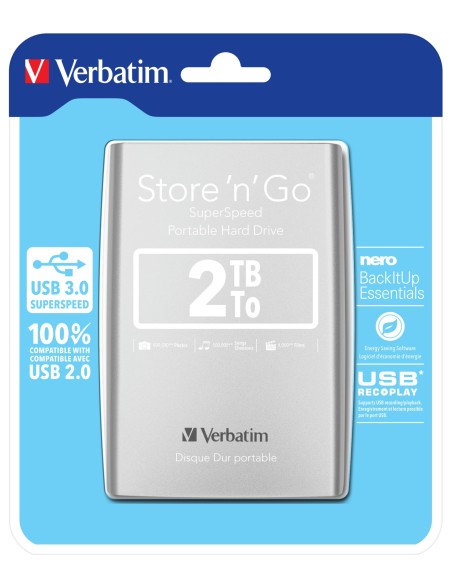Disco Duro Portátil Store 'n' Go USB 3.0 de 2 TB en color Plateado