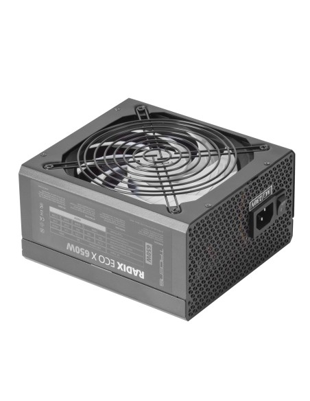 RADIX ECO X 650, Fuente Alimentación PC ATX 650W, 6 Años Garantía, Tecnología Silenciosa AI-RPM, +87% Eficiencia, Negro