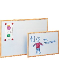 Pizarra Metalica Blanca Magnética con marco de madera 60x90cm