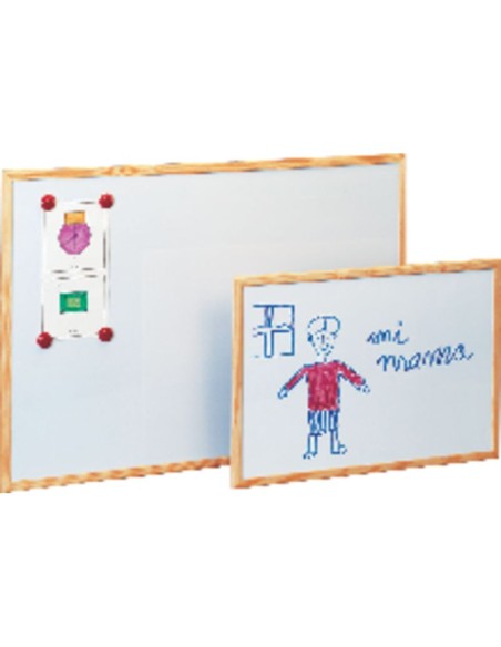 Pizarra Metalica Blanca Magnética con marco de madera 60x90cm