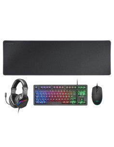 MCP-RGB3, Pack Gaming Teclado Fixed RGB + Ratón Gaming RGB Flow 3200 DPI + Auriculares Over-Ear RGB + Alfombrilla XXL, Negro, Id